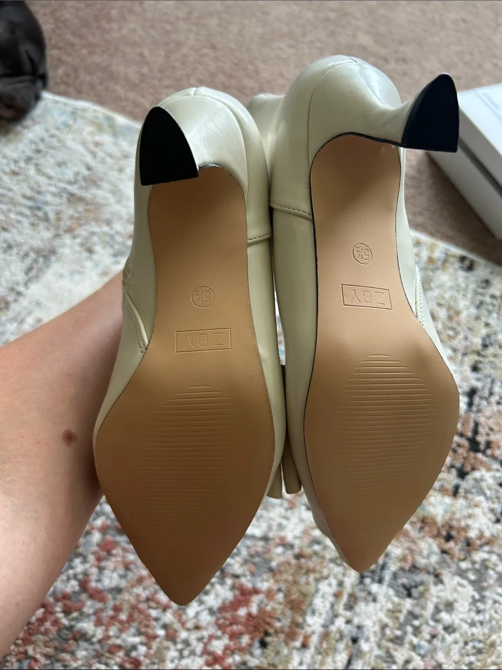 Bow-Trim Cream Pointed-Toe Ankle Booties